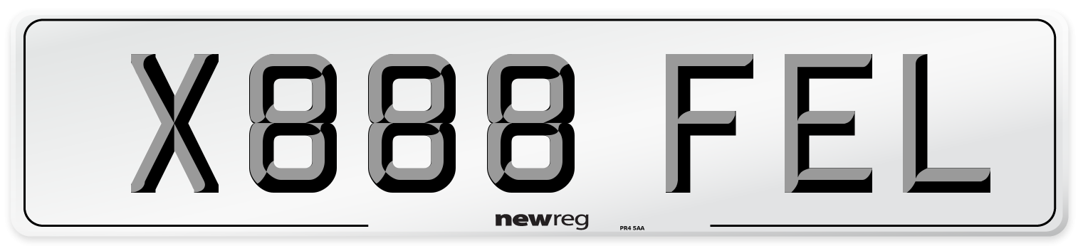 X888 FEL Number Plate from New Reg